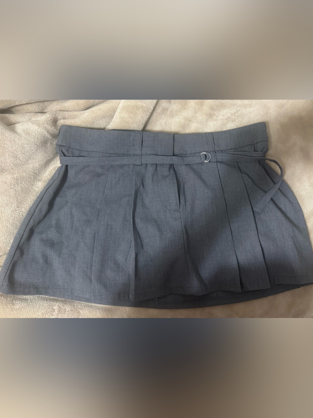 Garage Pleated Mini Skirt in Charcoal Gray